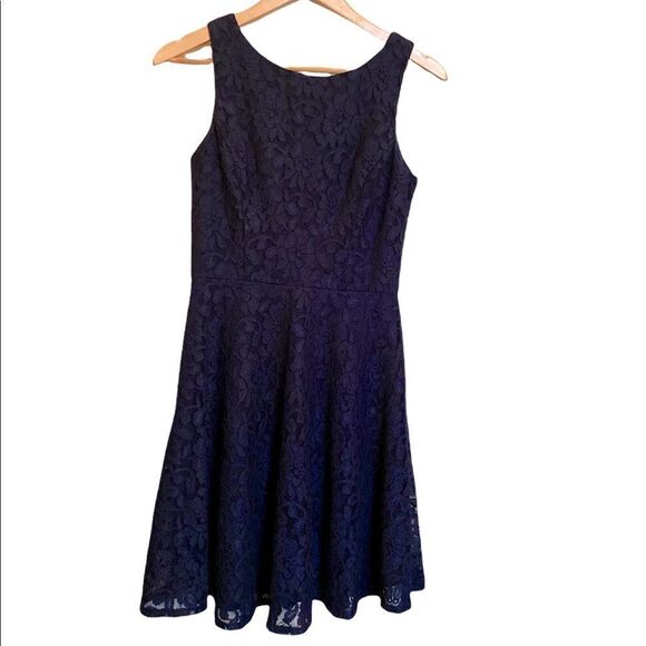 Speechless Fit Flare Navy Blue Lace Zipper Party Dress Size Medium - Picture 1 of 6